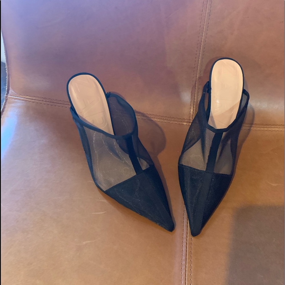 Zara mesh heeled mules
